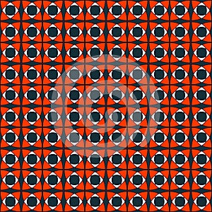 Contrast modern tile pattern, bright orange and blue colors. Geometric seamless vector pattern, contrasting bright colors.