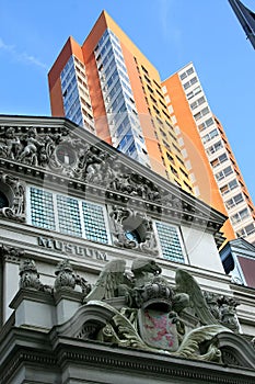 Contrast between old and new architecture, holland