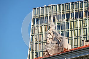 Contrast of old and new buildings