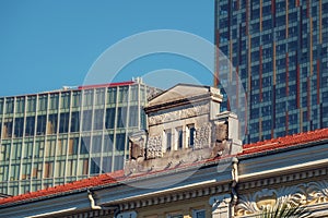 Contrast of old and new buildings