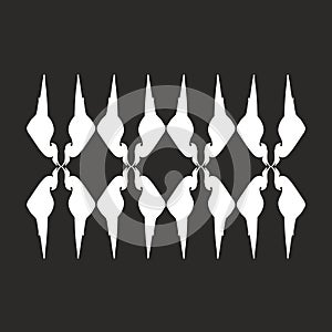 Contrast pattern of parrots. White parrots on a black background. Abstraction. Vector illustration. photo