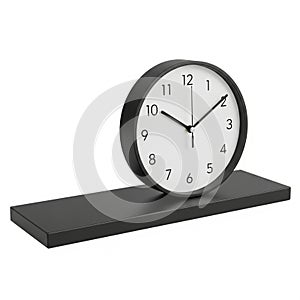 By the contrast between the white clock face and black frame and