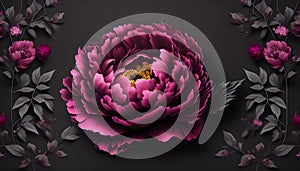 Contrasting Beauty: A Pink Flower Blooms Against a Black Background