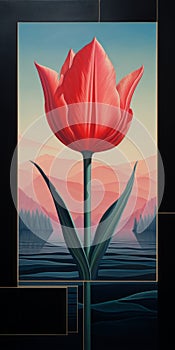 Contrasting Chiaroscuro: A Colorful Tulip Field In Angular Style photo