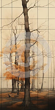Contrasting Chiaroscuro Illustration Of European Beech Tree Drawing photo