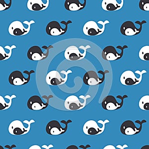 Contrasting Ocean Giants Whale Duets Vector Pattern