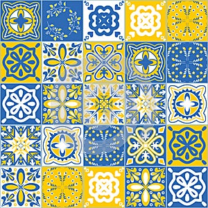 Contrasting pattern for decorative ceramic tiles in Azulejo style, vector illustration for design
