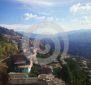 Contrasts of poverty and cosmopolitan life in Medellin, Colombia