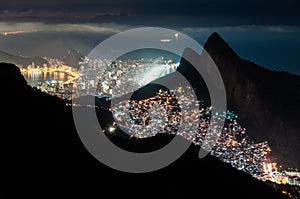 Contrasts of Rio de Janeiro at night