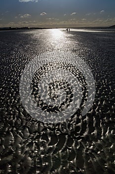 Contre-jour image of the beach at Weston-super-Mare in Somerset