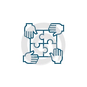 Contribution to the common cause linear icon concept. Contribution to the common cause line vector sign, symbol