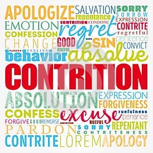 Contrition word cloud collage, concept background