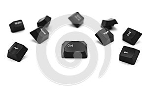Control button of computer keyboard isolated on white.