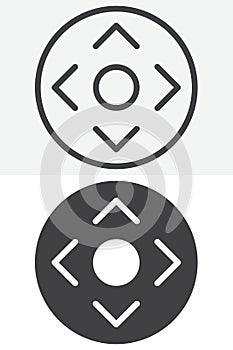 Control button vector icon set in line and solid different style