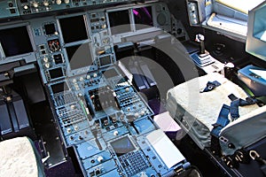Control console in the airplane