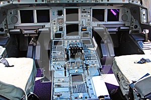 Control console in the airplane