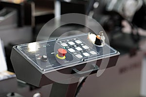 control console of metalworking band saw machine