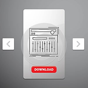 Control, controller, midi, studio, sound Line Icon in Carousal Pagination Slider Design & Red Download Button