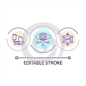 Control of devices connected to network loop concept icon