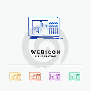 control, equalizer, equalization, sound, studio 5 Color Line Web Icon Template isolated on white. Vector illustration