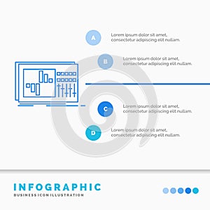 control, equalizer, equalization, sound, studio Infographics Template for Website and Presentation. Line Blue icon infographic