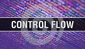 Control flow with Abstract Technology Binary code Background.Digital binary data and Secure Data Concept. Software