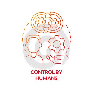 Control by humans red gradient concept icon