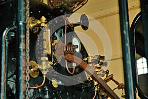 Instruments control panel in a steam train locomotive photo