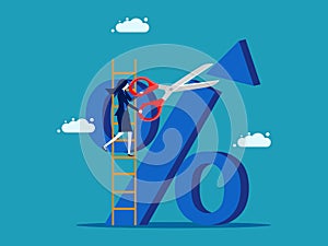 Control interest. The decrease in interest rates. financial concept vector