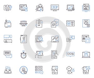 Control line icons collection. Power, Authority, Command, Manipulation, Oversight, Commandeer, Dominance vector and