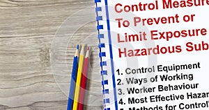 Control measure to limit exposure to hazardous substance