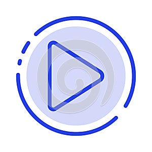 Control, Media, Play, Video Blue Dotted Line Line Icon