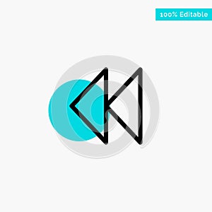 Control, Media, Rewind, Video turquoise highlight circle point Vector icon