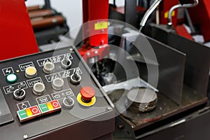 Control panel of CNC metal cutting band saw