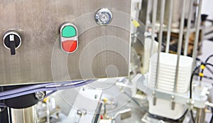 Control panel machine for packing cheese in plastic containers