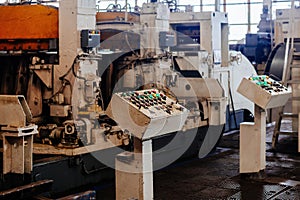 Control panel with buttons of industrial machinery