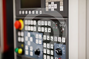 Control panel of CNC metalworking lathe machine