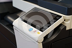 control panel of color laser printer with display. equipment for office