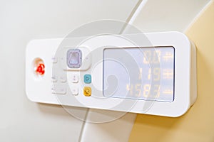 control panel of computer tomograph. medical equipment for medical diagnostics