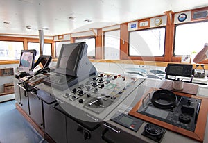 Control Panel and Dashboard in Ship Cabin