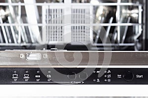 Control panel of dishwasher with various programmes