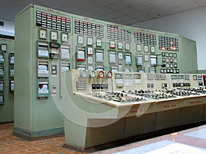 Control panel at electric power plant