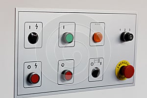 Control panel of equipment with pushbuttons