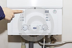 Control panel of the gas boiler for hot water and heating