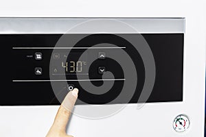 Control panel of the gas boiler for hot water and heating.