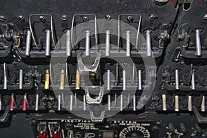 control panel knobs and buttons in Mil Mi-8 helicopter