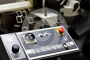 Control panel of metal cutting band saw machine