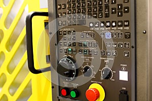 Control panel of modern 5-axis CNC lathe machine