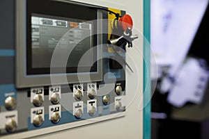 Control panel of modern band saw machine