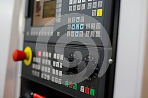 Control panel of modern CNC lathe machine
